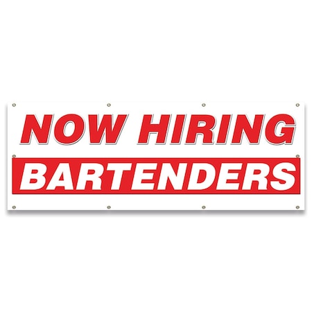 Signmission Now Hiring Bartenders Banner Apply Inside Accepting Application Single Sided B-96-30202